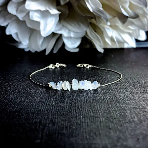 Silver Moonstone Bracelet Fertility Gift, Encouragement Gift, Moon Calming Energy, Sacred Feminine Crystal Gemstone, Genuine, Real, Natural