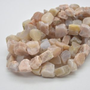 Shop Moonstone Chip & Nugget Beads! Raw Natural Peach Moonstone Semi-precious Gemstone Chunky Nugget Beads – 13mm – 17mm x 13mm – 17mm – 15" strand | Natural genuine chip Moonstone beads for beading and jewelry making.  #jewelry #beads #beadedjewelry #diyjewelry #jewelrymaking #beadstore #beading #affiliate #ad