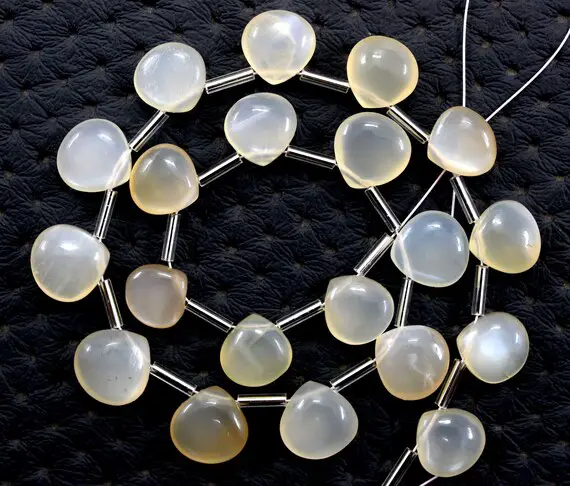 Beautiful 20 Pieces Natural Moonstone,smooth Heart Shape Beads, Size 9-11 Mm June Birthstone Briolette Beads, Making Jewelry Wholesale Price