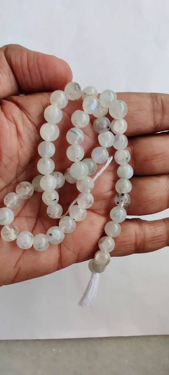 Natural White Moonstone Beads, Smooth Gemstone Loose Beads, Gemstone Beads, Semi Precious Beads,6mm, 8mm,