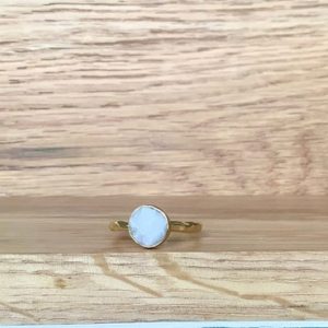 June Birthstone Jewellery, Moonstone Ring, Natural Raw Stone Ring, Moonstone Gemstone Gold Ring