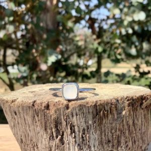 Moonstone Silver Ring, Raw Stone Ring, Stackable Rough Gemstone Jewellery, June Birthstone
