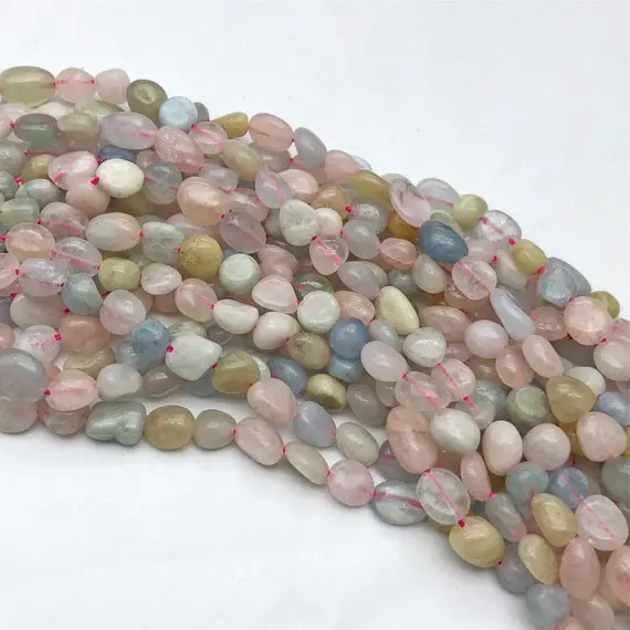 6-9mm Natural Morganite Nugget Beads, Gemstone Beads, Wholesale Beads
