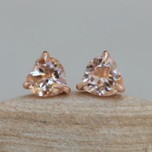 Shop Morganite Earrings! Heart Morganite Stud Earrings with Fang Prongs, Hidden Diamond Halos, Lifetime Care Plan Included, Genuine Gems and Diamonds LS5744 | Natural genuine Morganite earrings. Buy crystal jewelry, handmade handcrafted artisan jewelry for women.  Unique handmade gift ideas. #jewelry #beadedearrings #beadedjewelry #gift #shopping #handmadejewelry #fashion #style #product #earrings #affiliate #ad