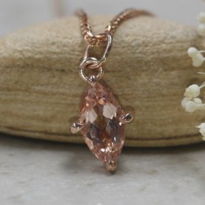 Shop Morganite Pendants! Marquise Cut Morganite Pendant 12x6mm with Diamond Single Halo LS5735 | Natural genuine Morganite pendants. Buy crystal jewelry, handmade handcrafted artisan jewelry for women.  Unique handmade gift ideas. #jewelry #beadedpendants #beadedjewelry #gift #shopping #handmadejewelry #fashion #style #product #pendants #affiliate #ad