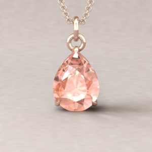 Shop Morganite Pendants! Pear Morganite Pendant – 12x9mm "Beverly" Pendant with Genuine F, VS2 Diamonds – by Laurie Sarah – LS5736 | Natural genuine Morganite pendants. Buy crystal jewelry, handmade handcrafted artisan jewelry for women.  Unique handmade gift ideas. #jewelry #beadedpendants #beadedjewelry #gift #shopping #handmadejewelry #fashion #style #product #pendants #affiliate #ad