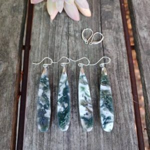 Shop Moss Agate Earrings! Clearance sale! Long silver moss agate earrings.  Unique agate earrings | Natural genuine Moss Agate earrings. Buy crystal jewelry, handmade handcrafted artisan jewelry for women.  Unique handmade gift ideas. #jewelry #beadedearrings #beadedjewelry #gift #shopping #handmadejewelry #fashion #style #product #earrings #affiliate #ad