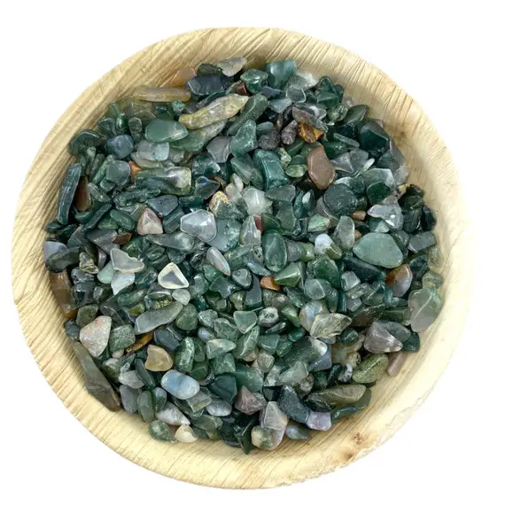 Green Moss Agate Chips, 25 Grams Moss Agate, Tumbled Green Moss Agate