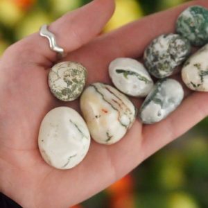 Tumbled White Moss Agate Polished Stone | Natural genuine stones & crystals in various shapes & sizes. Buy raw cut, tumbled, or polished gemstones for making jewelry or crystal healing energy vibration raising reiki stones. #crystals #gemstones #crystalhealing #crystalsandgemstones #energyhealing #affiliate #ad