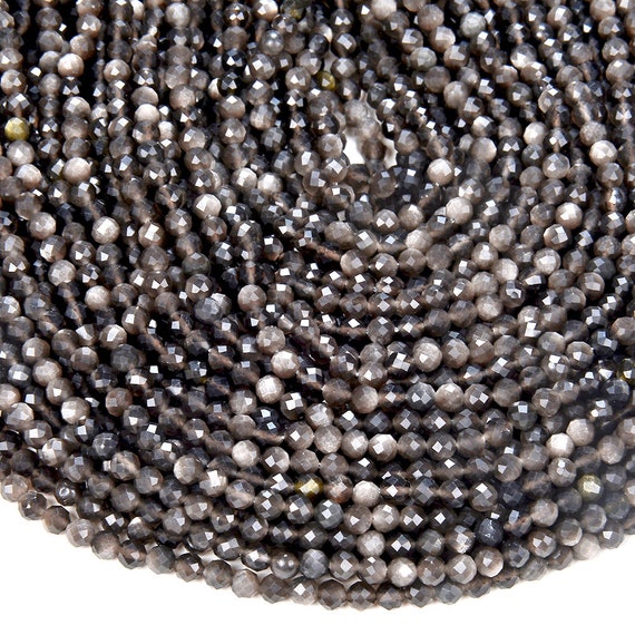 4mm Natural Silver Obsidian Gemstone Grade Aaa Micro Faceted Round Beads 15.5 Inch Full Strand Bulk Lot 1,2,6,12 And 50 (80009434-p47)