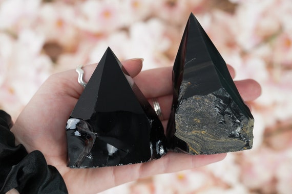 Large Raw Obsidian Polished Crystal Point