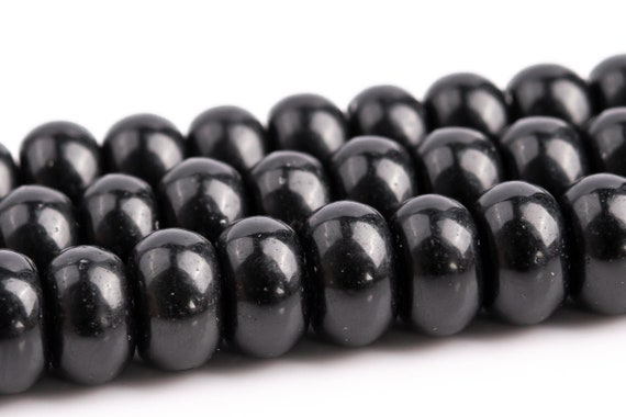 Black Obsidian Beads Genuine Natural Grade A Gemstone Rondelle Loose Beads 6mm 8mm Bulk Lot Options