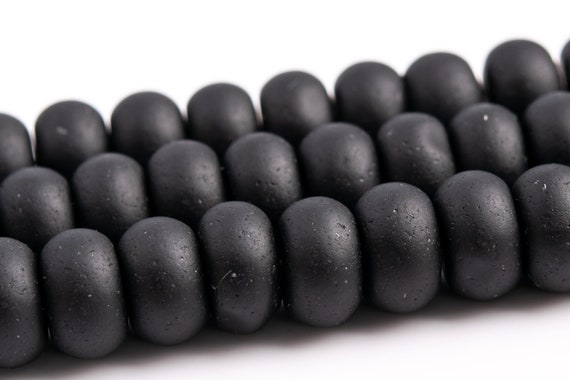 Matte Black Obsidian Beads Genuine Natural Grade A Gemstone Rondelle Loose Beads 6mm 8mm Bulk Lot Options