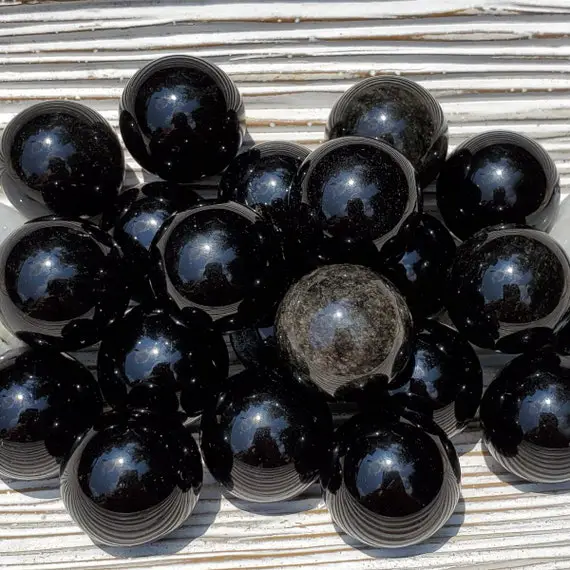 Black Obsidian Spheres - 22mm Small Spheres - Black Obsidian - Obsidian Spheres - Pocket Stones - Protection Stone - Grounding Stone