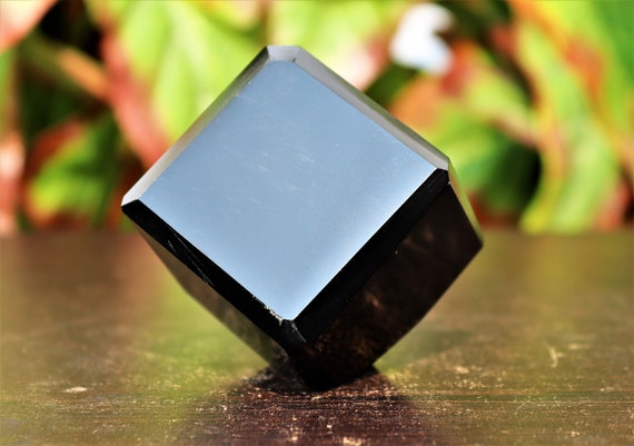Black Obsidian Crystal Made Spiritual Cube - 45mm Natural Meditation Stone For Chakra Balancing & Healing, Perfect Metaphysical Gift