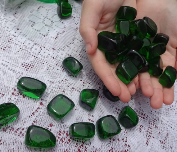 5pc Gaia Stone Green Obsidian Medium Tumbled & Polished Healing Crystal Gemstone Specimens From Washington, Usa