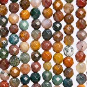 Shop Ocean Jasper Faceted Beads! 86 / 43 Pcs – 4MM Multicolor Ocean Jasper Beads Grade AAA Genuine Natural Faceted Round Gemstone Loose Beads (109952) | Natural genuine faceted Ocean Jasper beads for beading and jewelry making.  #jewelry #beads #beadedjewelry #diyjewelry #jewelrymaking #beadstore #beading #affiliate #ad