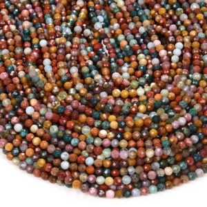 Shop Ocean Jasper Faceted Beads! Natural Ocean Jasper Multi Color Gemstone Grade AAA Micro Faceted Round 3MM 4MM Loose Beads 15 inch Full Strand BULK LOT (P27) | Natural genuine faceted Ocean Jasper beads for beading and jewelry making.  #jewelry #beads #beadedjewelry #diyjewelry #jewelrymaking #beadstore #beading #affiliate #ad
