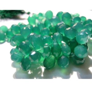 Shop Onyx Bead Shapes! 7x10mm Green Onyx Faceted Drop Beads, Green Onyx Faceted Drops, Natural Green Onyx Faceted For Necklace (8IN To 16IN Options)- GOFD | Natural genuine other-shape Onyx beads for beading and jewelry making.  #jewelry #beads #beadedjewelry #diyjewelry #jewelrymaking #beadstore #beading #affiliate #ad