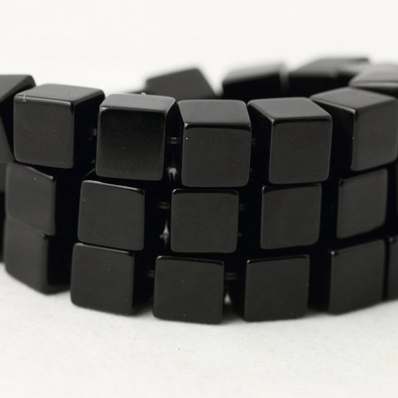 Black Onyx Cube Beads, Natural Gemstone Beads, Loose Stone Beads Wholesale 4mm 6mm 8mm 10mm 15''