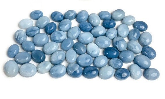 Blue Opal Cabochons Set (10 Pieces) Opal Cabs Tiny Micro (xxxs) Gray Cream White Blue Opal Stones Polished
