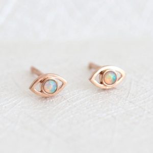 Shop Opal Earrings! Delicate Gold Opal Stud Earrings, Round Opal Earrings, Baby Earrings, Little Opal Earrings | Natural genuine Opal earrings. Buy crystal jewelry, handmade handcrafted artisan jewelry for women.  Unique handmade gift ideas. #jewelry #beadedearrings #beadedjewelry #gift #shopping #handmadejewelry #fashion #style #product #earrings #affiliate #ad