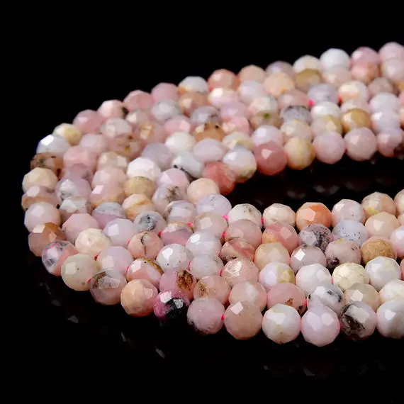 4mm Pink Opal Gemstone Grade Aa Micro Faceted Round Loose Beads 15.5 Inch Full Strand (80009279-p25)