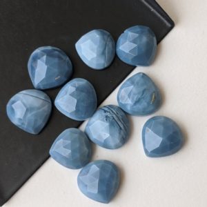 Shop Opal Faceted Beads! 9.5-10mm Blue Opal Cabochons, Natural Blue Opal Faceted Heart Shaped Flat Back Cabochons Loose for Jewelry (5Pcs to 10Pcs Options) – ADG369 | Natural genuine faceted Opal beads for beading and jewelry making.  #jewelry #beads #beadedjewelry #diyjewelry #jewelrymaking #beadstore #beading #affiliate #ad