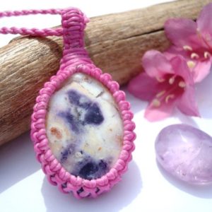 Shop Opal Pendants! Purple Opal Necklace, Heart Chakra, Pink Stone Pendant, Gaias Gifts, Opal Pendant, Macrame Jewelry, Opal, Stone Necklace, Compassion,Gaia | Natural genuine Opal pendants. Buy crystal jewelry, handmade handcrafted artisan jewelry for women.  Unique handmade gift ideas. #jewelry #beadedpendants #beadedjewelry #gift #shopping #handmadejewelry #fashion #style #product #pendants #affiliate #ad