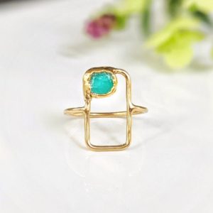 Shop Raw & Rough Opal Stones! Raw Opal ring, Peruvian Opal ring, Raw stone ring, Solid 14k Gold geometric ring, Raw crystal statement ring square ring Unique gift for her | Natural genuine stones & crystals in various shapes & sizes. Buy raw cut, tumbled, or polished gemstones for making jewelry or crystal healing energy vibration raising reiki stones. #crystals #gemstones #crystalhealing #crystalsandgemstones #energyhealing #affiliate #ad