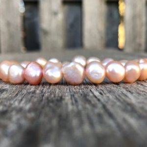Shop Pearl Bracelets! Freshwater Pearl Nugget Bracelet 8-9mm Peach Fresh Water Pearl Beaded Gemstone Bracelet Stack Bracelet Unisex Bracelet Gift Bracelet | Natural genuine Pearl bracelets. Buy crystal jewelry, handmade handcrafted artisan jewelry for women.  Unique handmade gift ideas. #jewelry #beadedbracelets #beadedjewelry #gift #shopping #handmadejewelry #fashion #style #product #bracelets #affiliate #ad