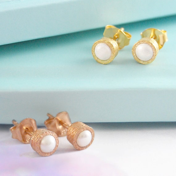Pearl Earrings-rose Gold Earring-rose Gold Pearl Studs-pearl Studs-white Pearl Studs- June Birthstone Earrings-gold Studs-freshwater Studs