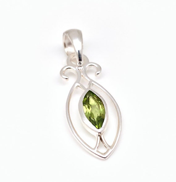 Peridot Pendant - Sterling Silver - Silver Peridot Pendant - Green Peridot Pendant - Peridot Jewelry