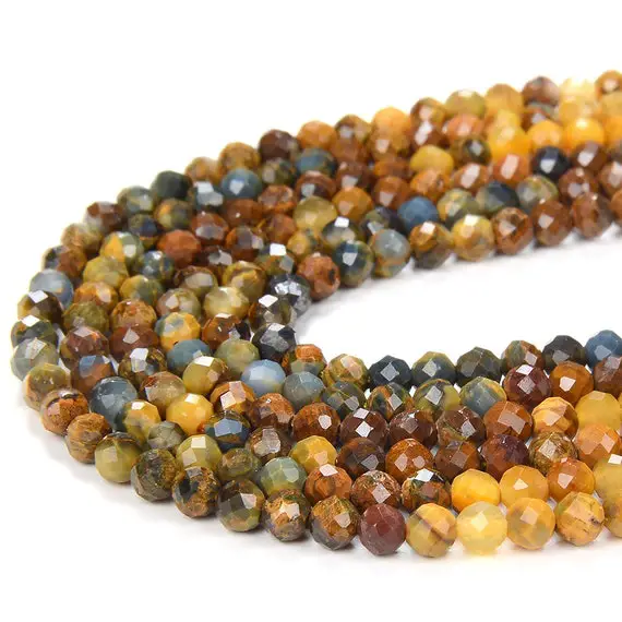 Natural Pietersite Multi Color Yellow Brown Gemstone Grade Aaa Micro Faceted Round 2mm 3mm Loose Beads 15 Inch Full Strand (p27)