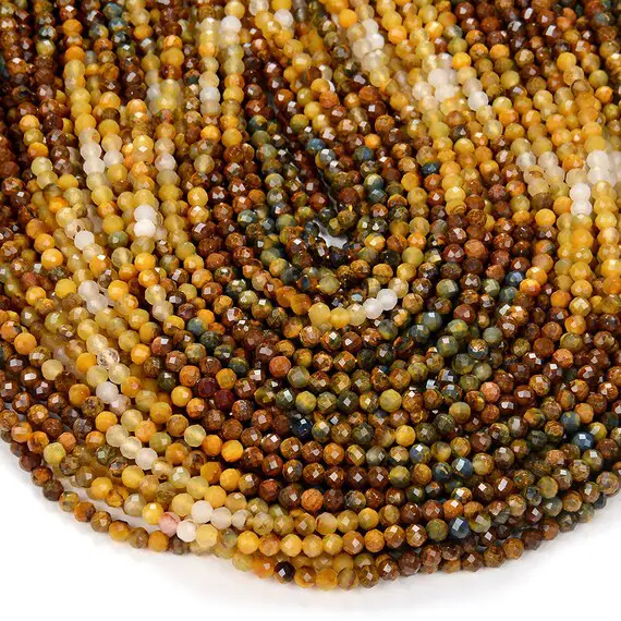Natural Pietersite Multi Color Yellow Brown Gemstone Grade Aaa Micro Faceted Round 2mm 3mm Loose Beads 15 Inch Full Strand Bulk Lot (p27)