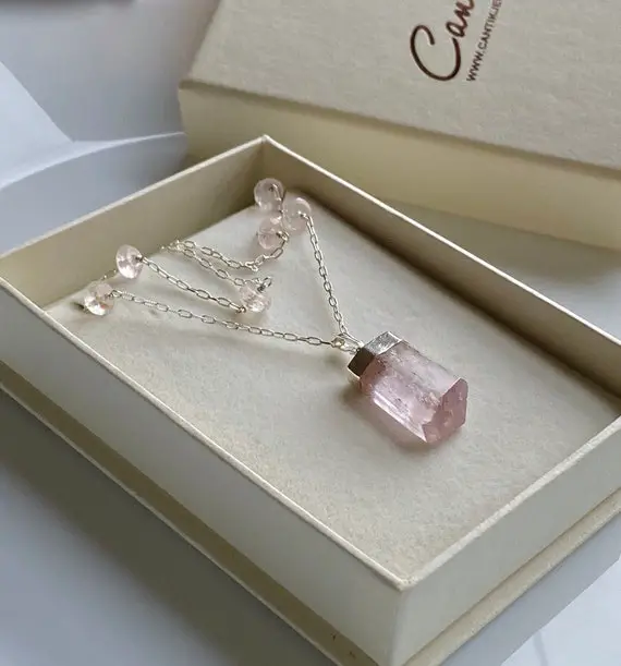 Pink Kunzite Necklace Pendant, Natural Kunzite Pendant Necklace, February Birthstone, Kunzite Jewelry Jewellery