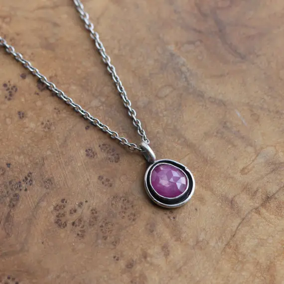 Pink Sapphire Necklace - Sapphire Pendant - .925 Sterling Silver - Silversmith