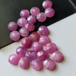 Shop Pink Sapphire Beads! 6mm Pink Sapphire Rose Cut Round Cabochon, Natural Pink Sapphire Flat Back Cabochon, Pink Sapphire For Jewelry (5Pcs To 10Pcs Option)-PDG326 | Natural genuine round Pink Sapphire beads for beading and jewelry making.  #jewelry #beads #beadedjewelry #diyjewelry #jewelrymaking #beadstore #beading #affiliate #ad