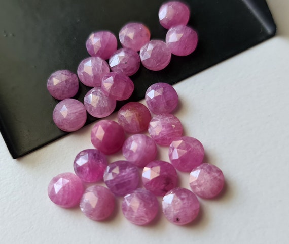 6mm Pink Sapphire Rose Cut Round Cabochon, Natural Pink Sapphire Flat Back Cabochon, Pink Sapphire For Jewelry (5pcs To 10pcs Option)-pdg326