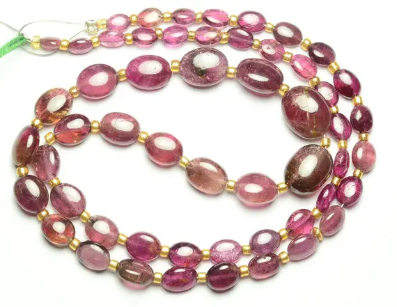 Natural Pink Tourmaline Plain Beads 3x4.5mm To 8x10mm Smooth Tourmaline Jewelry Beads Gemstone Beads Necklace Beads 17 Inch Strand No5115