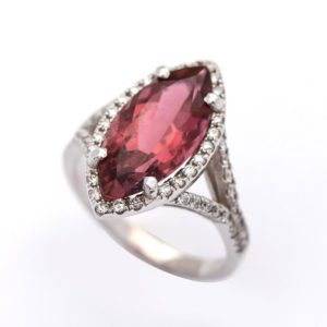 Shop Pink Tourmaline Rings! 3.83 Cts. Marquise Pink Tourmaline Ring | Natural genuine Pink Tourmaline rings, simple unique handcrafted gemstone rings. #rings #jewelry #shopping #gift #handmade #fashion #style #affiliate #ad