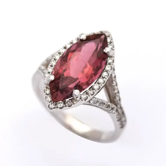 3.83 Cts. Marquise Pink Tourmaline Ring