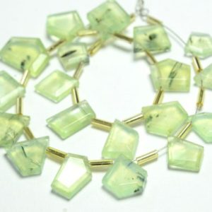 Shop Prehnite Bead Shapes! Natural Prehnite Slice Beads 7×7.5mm to 10x11mm Faceted Fancy Briolettes Gemstone Beads Slices Prehnite Beads Strand -7.5 Inch Strand No5029 | Natural genuine other-shape Prehnite beads for beading and jewelry making.  #jewelry #beads #beadedjewelry #diyjewelry #jewelrymaking #beadstore #beading #affiliate #ad