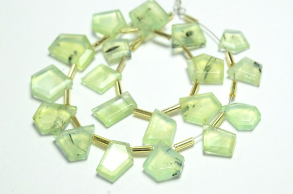 Natural Prehnite Slice Beads 7x7.5mm To 10x11mm Faceted Fancy Briolettes Gemstone Beads Slices Prehnite Beads Strand -7.5 Inch Strand No5029