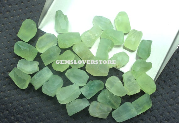 10 Pieces Top Quality Minty Green Rough 18-20 Mm Hand Cut Raw, Natural Prehnite Gemstone Loose Gemstone Rough Unconditional Love Crystals