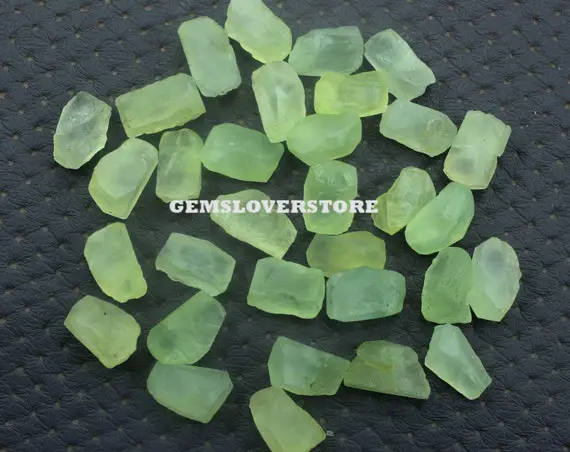 15 Pieces Gorgeous Glowing Shades Rough 16-18 Mm Raw Making Prehnite Jewelry , Natural Mint Green Prehnite Gemstone Untreated Stone Rough