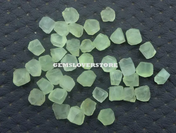 50 Pieces Loose Gemstone 6-8 Mm Raw, Natural Top Quality Prehnite Green Gemstone, Untreated Rough Stone Beautiful  Gorgeous Prehnite Rough