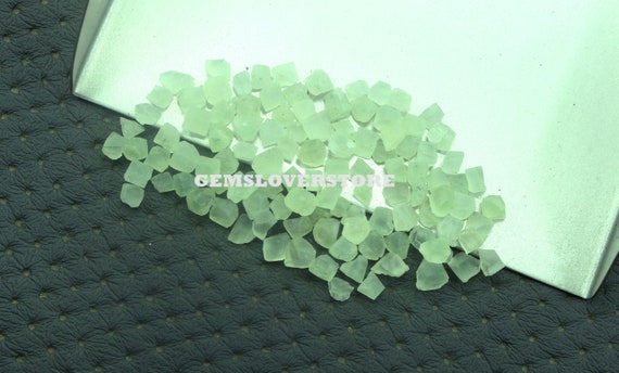 50 Pieces Minty Green Prehnite 2-4 Mm Raw, Natural Prehnite Gemstone Rough, Loose Gemstone Rough Green Raw Prehnite Mineral Making Jewelry