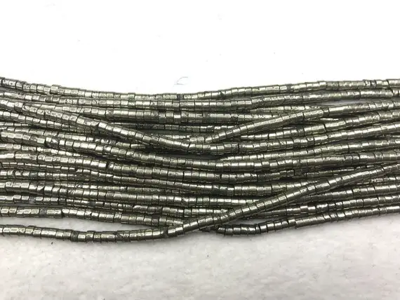 Natural Pyrite 2x3mm Heishi Genuine Gemstone Loose Beads 15 Inch Jewelry Supply Bracelet Necklace Material Supply Wholesale