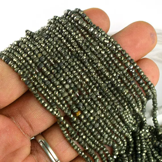 Pyrite Beads Strand | Gemstone Bead | 2.5 Mm Bead | 13 Inch Strand | Rondelle Bead | Aaa+ Quality | Natural Bead | Loose Bead | Stone Bead
